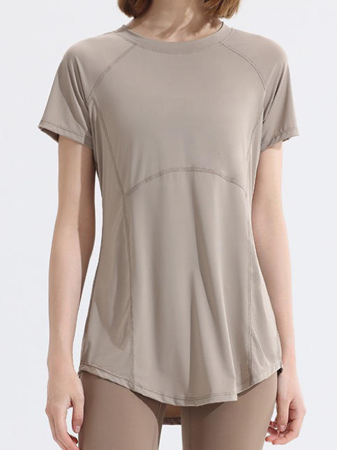 【特惠】夏季速干宽松中长款遮臀罩衫凉感薄瑜伽短袖QCDX502 商品图3