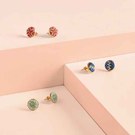 心艺手作：“努苏姆”系列耳钉 Mahi Mahi Gold Studs in Blue\Amour\Teal 商品图0