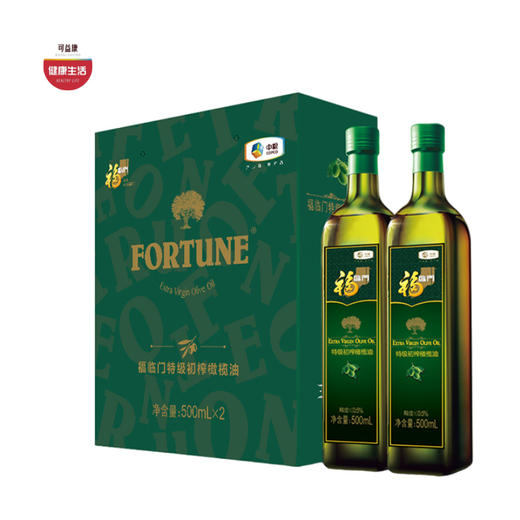 中粮福临门特级初榨橄榄油礼盒 物理冷榨初榨油 欧盟认证 500ml*2瓶 商品图0