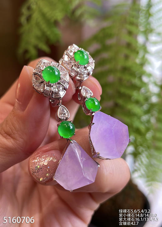 玻璃种粉紫罗兰随形耳坠【5160706】具体价格微信咨询 商品图5
