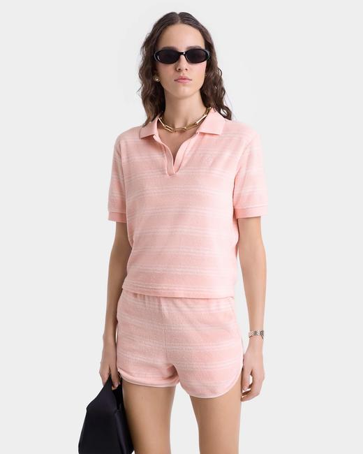 Sporty & Rich - Src Terry Polo - Pink Dolphin Striped - 女装 - Polo衫 - 粉色条纹 商品图4