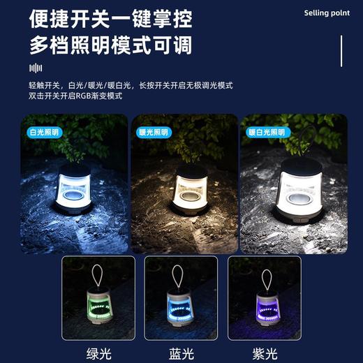 【新款蓝牙露营灯】户外小型便携露营照明 多功能防水可充电野营灯帐篷氛  商品图2