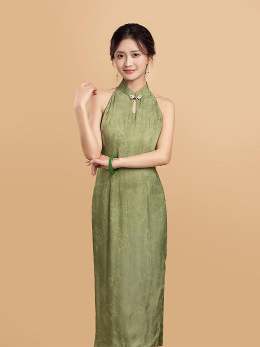 荷言GL 秦时月 新中式挂脖淑女旗袍搭配寿桃一字盘扣 商品图0