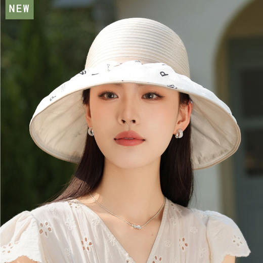 薄款透气欧根纱大沿防晒帽，气质百搭字母遮阳帽高级感太阳帽M3392 商品图5
