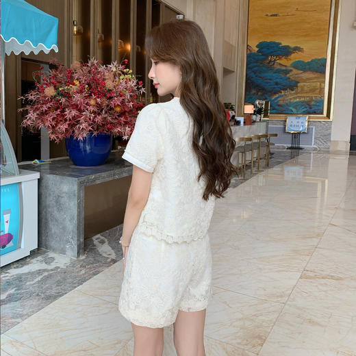 奢姿大码女装2025夏季时尚优雅蕾丝两件套胖妹妹气质减龄穿搭套装9952953331 商品图3