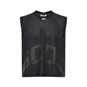 GCDS 男士字母徽标印花涤纶混纺背心 黑色 B1CM2806JI3 99