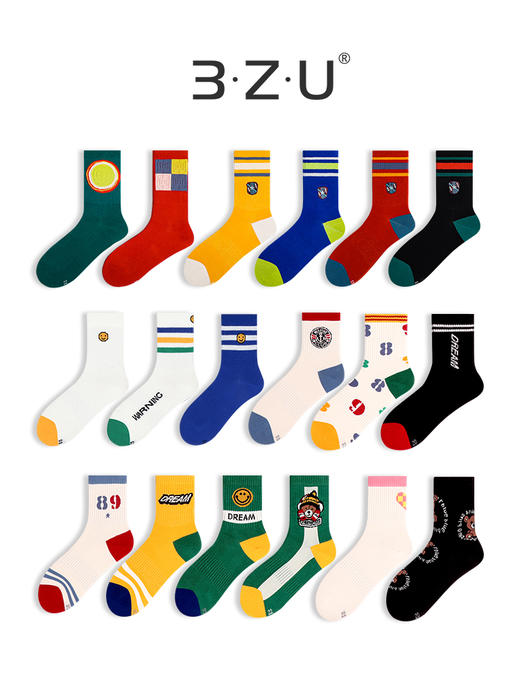 任意5双45.8元 春夏多彩青少年袜棉质学生袜透气 商品图0