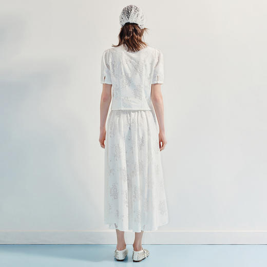 华丽宫廷风压褶蕾丝25夏修身优雅气质上衣女(货号:MF86TP018A1001) 商品图4