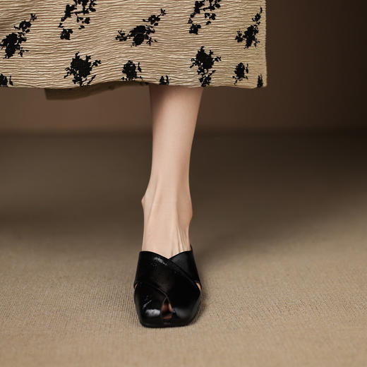 【预售5天】内增高3cm复古银色包头半拖鞋女夏外穿时尚一脚蹬厚底拖鞋子DQ&DQ1220 商品图4