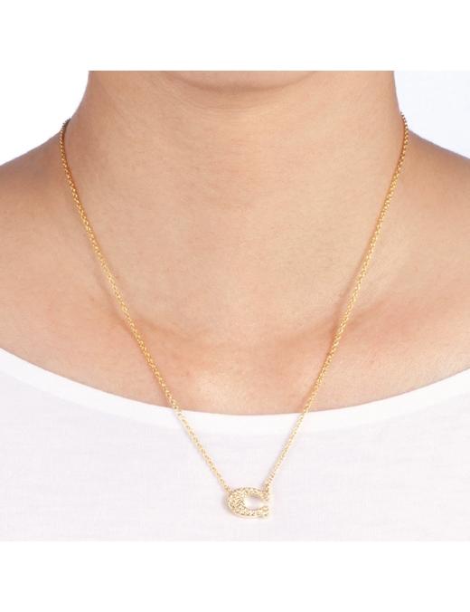 【新春特惠】【品牌授权】COACH蔻驰奥莱潮流高奢饰品项链 经典C标志密镶项链-金色 商品图4