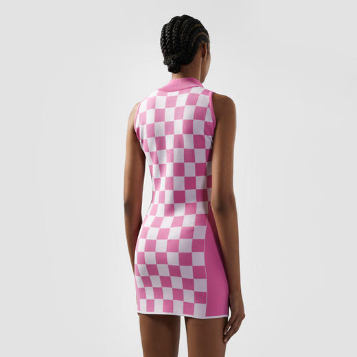 GCDS 女士字母徽标格纹半拉链迷你连衣裙 粉色 B1CW1015KH7 55 商品图2