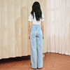 经典复古感浅蓝色高腰阔腿开叉牛仔裤春季裤子(货号:MS85PA019B1002) 商品缩略图3