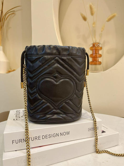 Gucci mini 黑金 牛皮 双G 马蒙 水桶包 商品图1