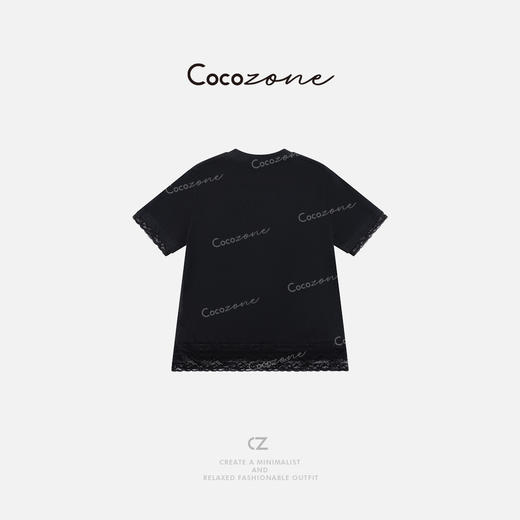 COCO ZONE 刘一一 2025简约圆领拼接蕾丝短袖T恤  CD1A0644 商品图3