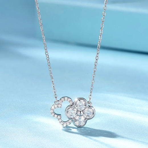 卡蒂罗/KADER 🍀双重好运Buff 光影幸运四叶草项链 浪漫交织满镶闪钻可调节锁骨链 轻奢时尚简约小众吊坠#好运 商品图2