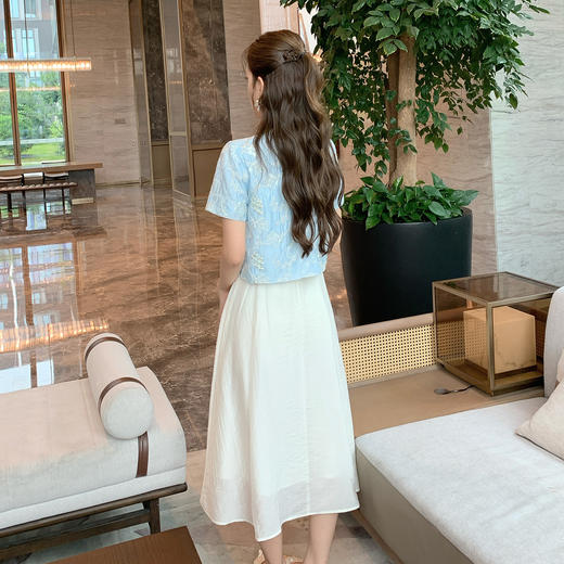 奢姿大码女装2025夏季法式重工刺绣气质两件套胖妹妹时尚通勤套装9952953382 商品图3