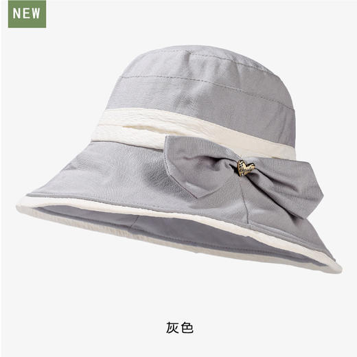 渔夫帽韩国拼色蝴蝶结透气防晒帽，减龄百搭户外大沿遮阳帽A14-1-3-M3427 商品图7