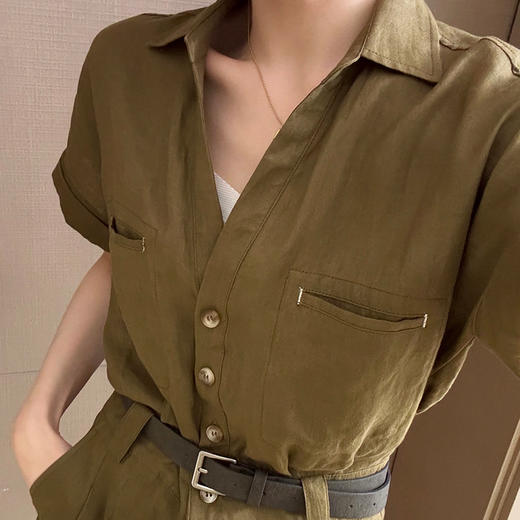 【部分现货】良木礼亚麻连体短裤（腰带）（84886） 商品图3