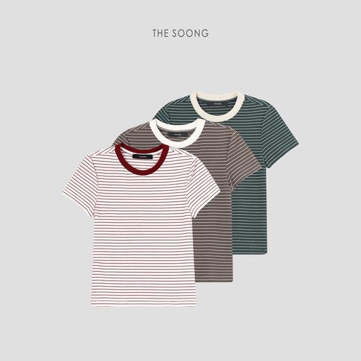 THESOONG"动态条纹"经典凉意呼吸感撞色条纹圆领T恤上衣HBTX5364 商品图0