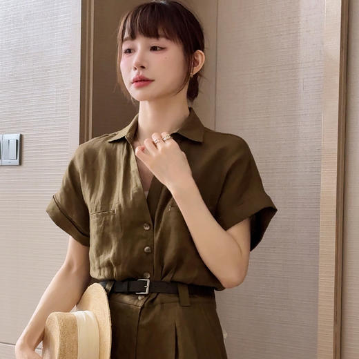 【部分现货】良木礼亚麻连体短裤（腰带）（84886） 商品图7