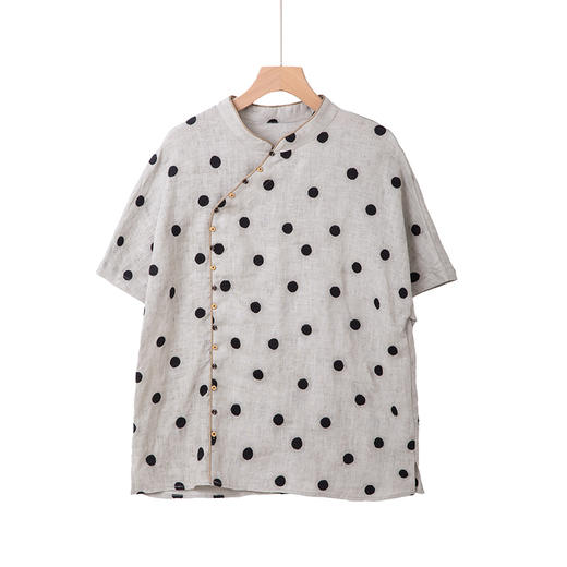 重工刺绣波点中式小衫 商品图1