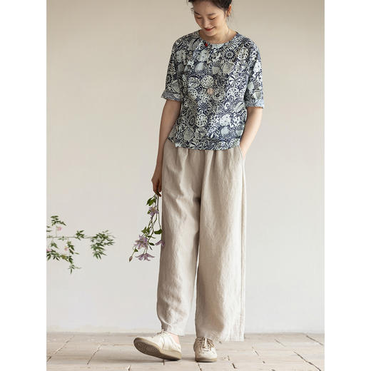 牧衣游原创 汉麻炒色休闲裤夏新品轻薄柔软舒爽质朴宽松裤子 露序 商品图1