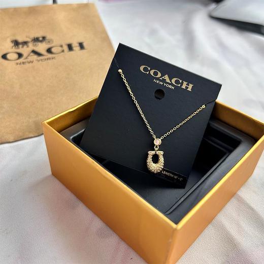 【新春特惠】【品牌授权】COACH蔻驰奥莱潮流高奢饰品项链 经典C标志密镶项链-金色 商品图5