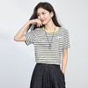 【周四狂欢价】熙世界正肩条纹T恤短袖女2025夏新款时尚小个子休闲撞色圆领上衣 商品缩略图4