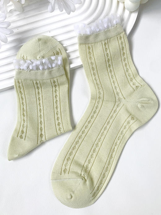 任选5双35.8元 足装秀春夏女士轻薄中筒袜网眼水晶丝甜美无骨女袜 商品图1