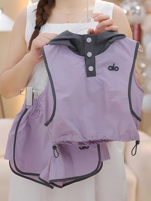 【女童夏季短袖裙裤套装】韩版无袖连帽套装宝宝纯棉短袖运动短裙裤撞色T恤两件套童装 商品图4