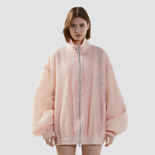 GCDS 女士字母徽标刺绣混纺棉质夹克外套 粉色 B1CU0201TM0 50 商品图1