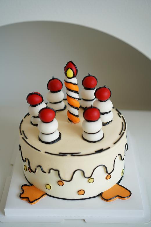 手绘奶油蛋糕 | 鲜果原味奶油 - 漫画蜡烛 商品图0