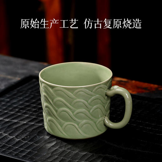 吴山有美 非遗越窑秘色瓷 水纹对杯/水纹对盘 非遗工艺美术大师监制 国风雅器 商品图3