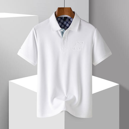 【防晒凉感醋酸亚麻桑蚕丝】罗蒙男士Polo衫休闲通勤t恤男夏季短袖舒适百搭polo衫男 商品图1