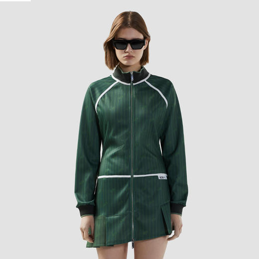 GCDS 女士字母徽标标签细条纹全拉链迷你连衣裙 绿色 B1CW1012JH4 85 商品图1