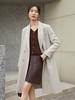 浅燕麦色人字纹羊毛混纺双排扣大衣 西装领中长款收腰显瘦通勤气质秋冬高级感毛呢外套 商品缩略图0
