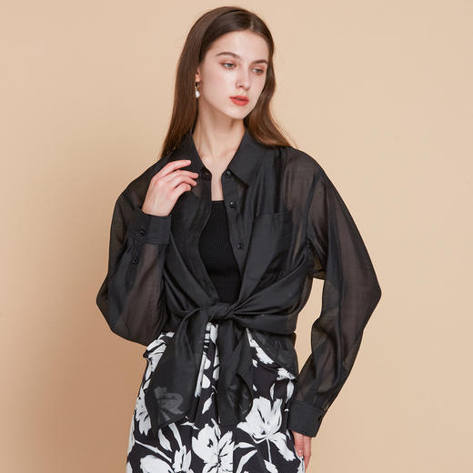 EITIE爱特爱清爽网纱薄透防晒衬衫宽松显瘦百搭夏季新款B2509606 商品图6