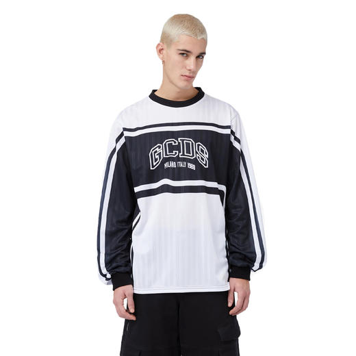 GCDS 男士字母徽标印花棉质圆领长袖T恤 黑色 B1CU2203JH3 99 商品图1