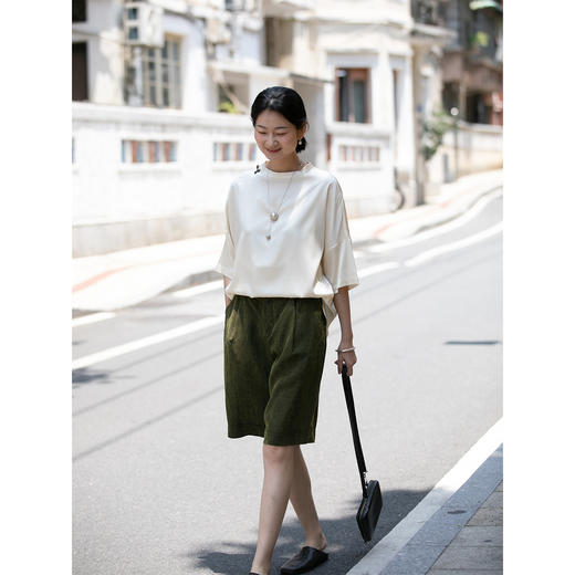 【经典回归】牧衣游原创 幽绿龟裂纹香云纱短裤夏百搭休闲裤 晚云 商品图1