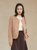 浅燕麦杂色毛呢短款外套 圆领丝绒流苏边单排扣双口袋修身显瘦秋冬法式优雅名媛风上衣 商品缩略图0