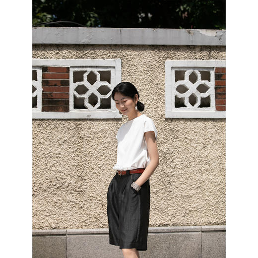 【经典回归】牧衣游原创 幽绿龟裂纹香云纱短裤夏百搭休闲裤 晚云 商品图3