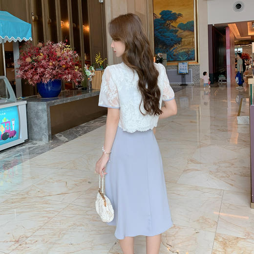 奢姿大码女装2025夏季复古气质V领两件套胖妹妹国风新中式套装9952953421 商品图3