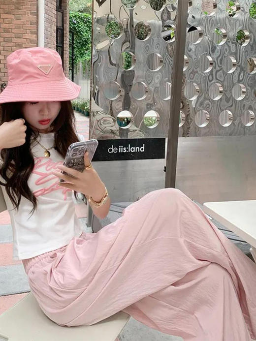 白色醋酸肌理感奶芙山本裤女夏季2025新款慵懒高腰垂感冰丝阔腿裤 商品图5