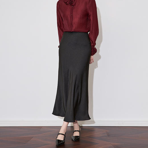 「高货wl」全新升级【铂金会员247/天猫329/差价82】(12806)洛诗琳压花肌理醋酸缎高级感时尚气质新中式半身裙 商品图2