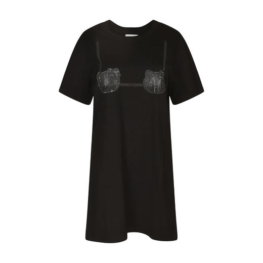 GCDS 女士 Hello Kitty 亮片徽标棉质迷你连衣裙 黑色 B1HW1001JH9 99 商品图0