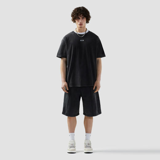 GCDS 男士字母徽标标签棉质圆领短袖T恤  深灰色 B1CM2320JH5 98 商品图3