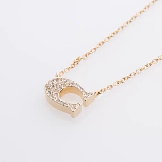 【新春特惠】【品牌授权】COACH蔻驰奥莱潮流高奢饰品项链 经典C标志密镶项链-金色 商品图2