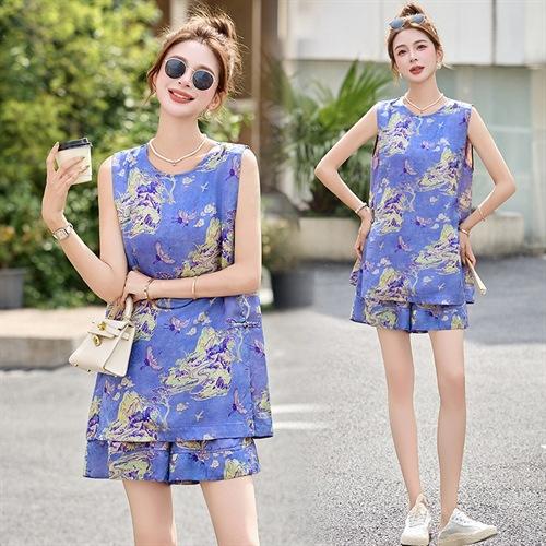 新中式国风套装，减龄无袖短裤穿搭两件套HR-ZYQ2570 商品图2