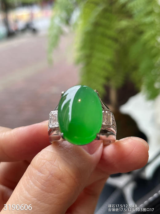 高冰种阳艳绿蛋面戒指【3190606】具体价格微信咨询 商品图0