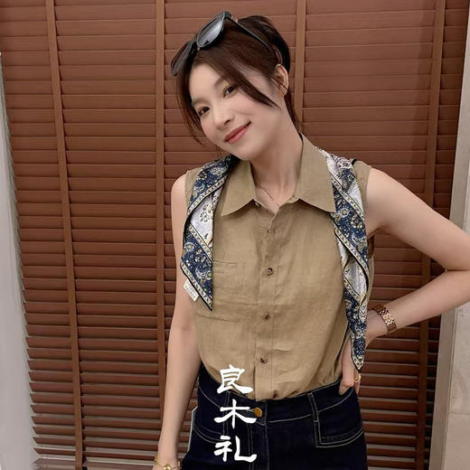 【现货】良木礼亚麻翻领衬衫（84866） 商品图0